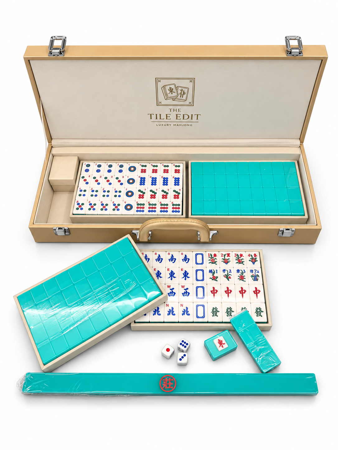 The Tile Edit turquoise mahjong set